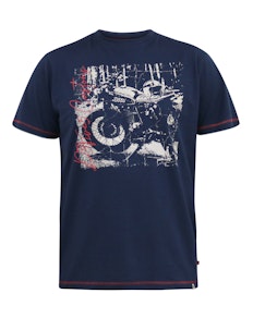 D555 Bronson Customs Motorrad bedrucktes T-Shirt mit Rundhalsausschnitt, Marineblau